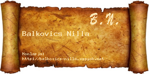 Balkovics Nilla névjegykártya